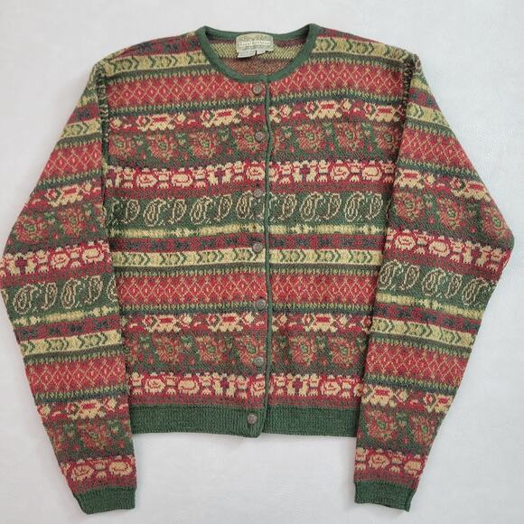VTG Royal Robbins Wool Womens Cardigan Sweater Small Paisley Grandma Core - Picture 1 of 9